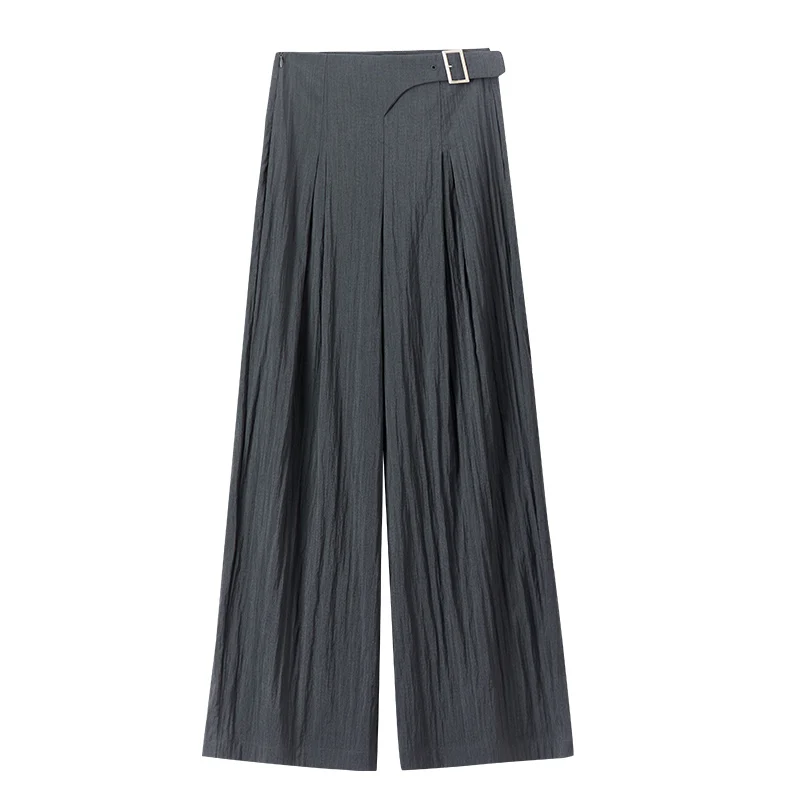 SENTUBILA Women Solid Baggy Pants 2025 Autumn Loose Lightweight High Waist Wide Leg Pants Office Lady Woman Trousers 142K54416