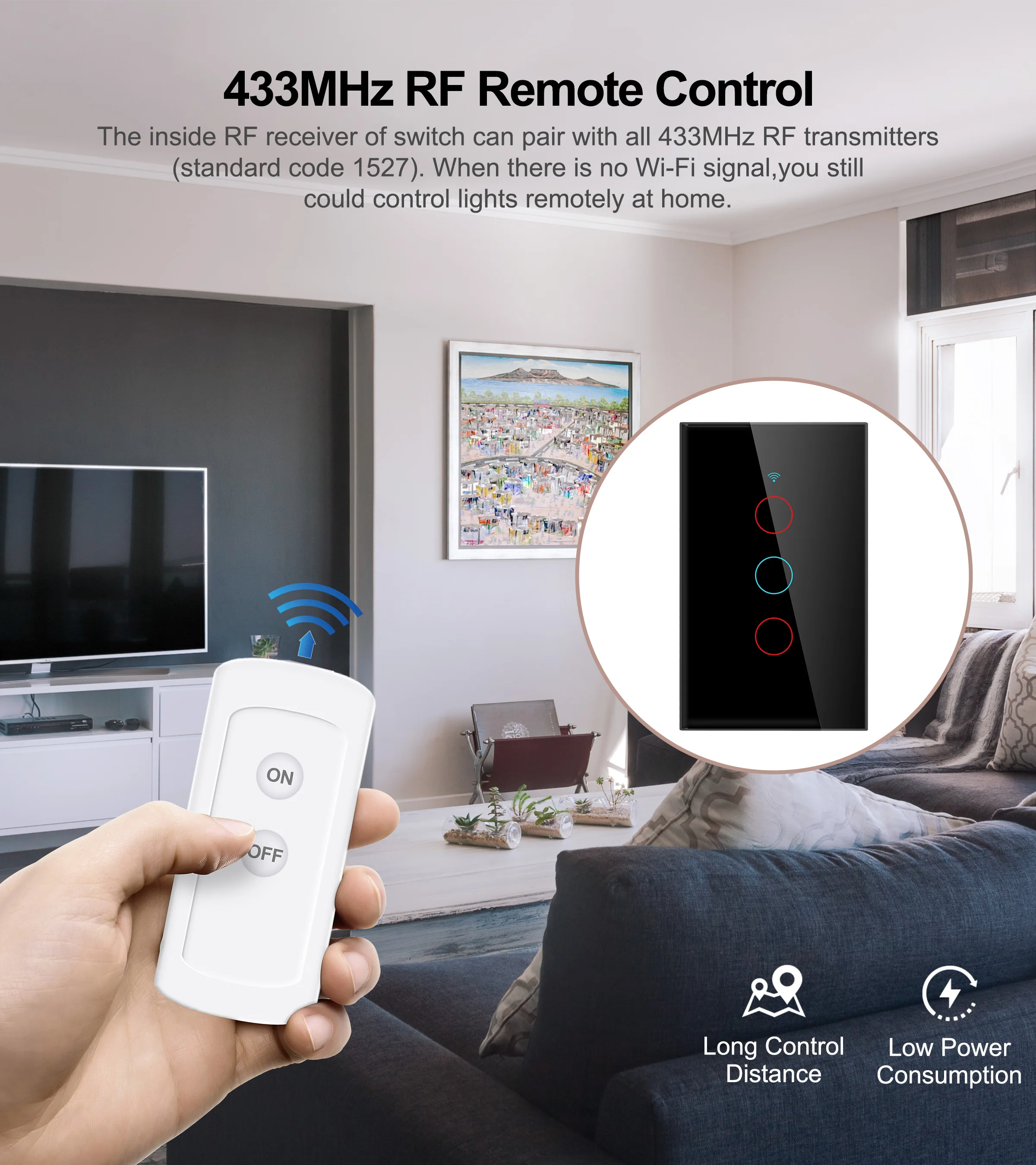 Smart Wifi Touch Switch nessun cavo neutro richiesto Smart Home 1/2/3 Gang Light Switch 100-240V funziona con Alexa Hey Google