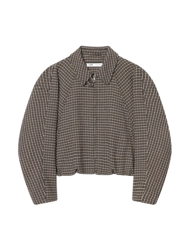 HipSeam duizend vogel geruite katoenen jas voor piloten dames herfst winter losse casual jassen met lange mouwen vintage vrouwelijke chique tops - afbeelding 2
