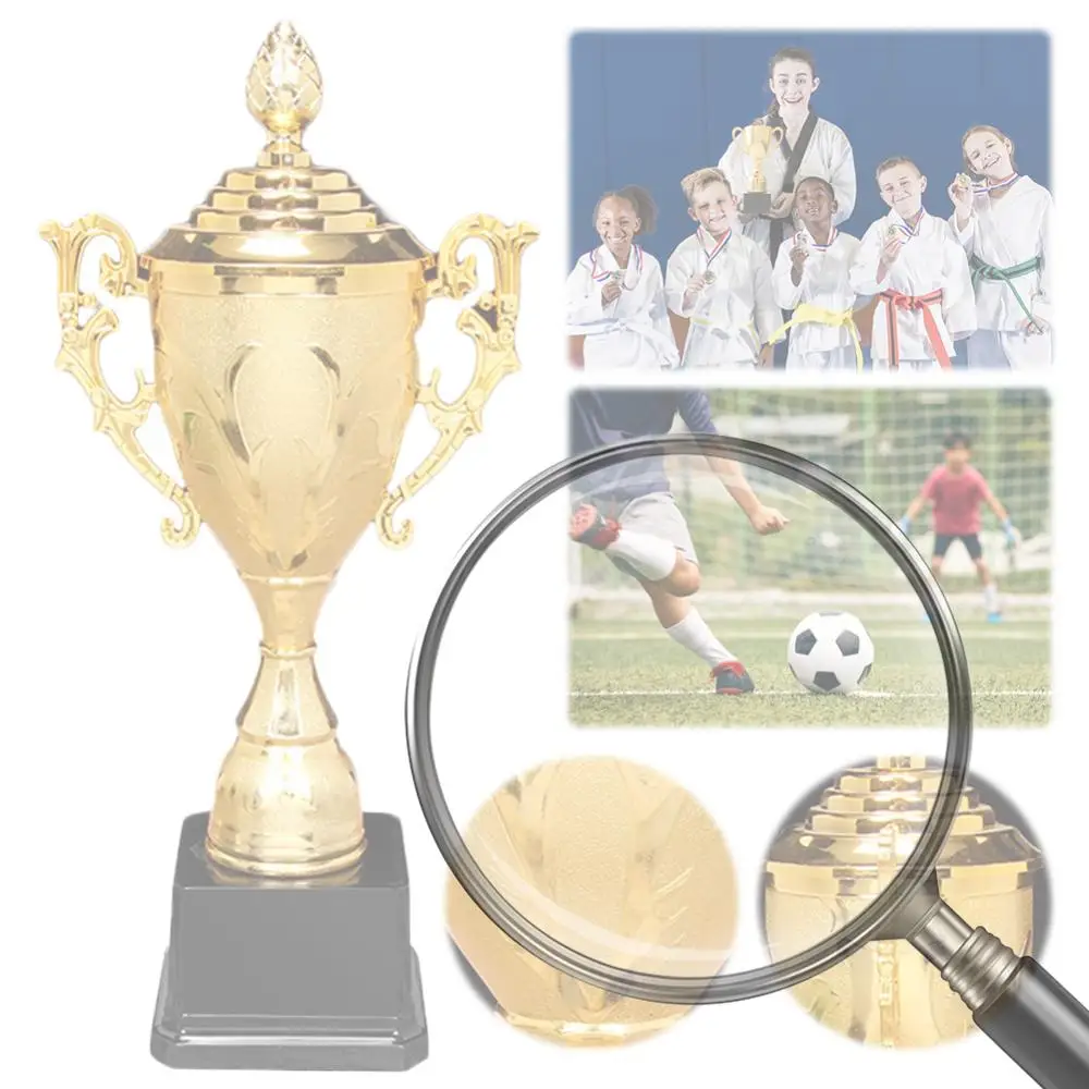 

Золотой пластиковый кубок-трофей 8,5 дюймов для баскетбола и футбола с крышкой, спортивный трофей для соревнований и гонок