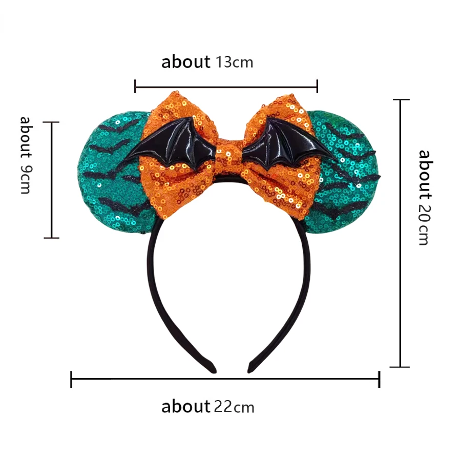 Halloween Ghost Bat Skeleton Mickey Mouse Headband Girls Women Cosplay Spiderwebs Hairbands Bow Ears Headbands Hair Accessories