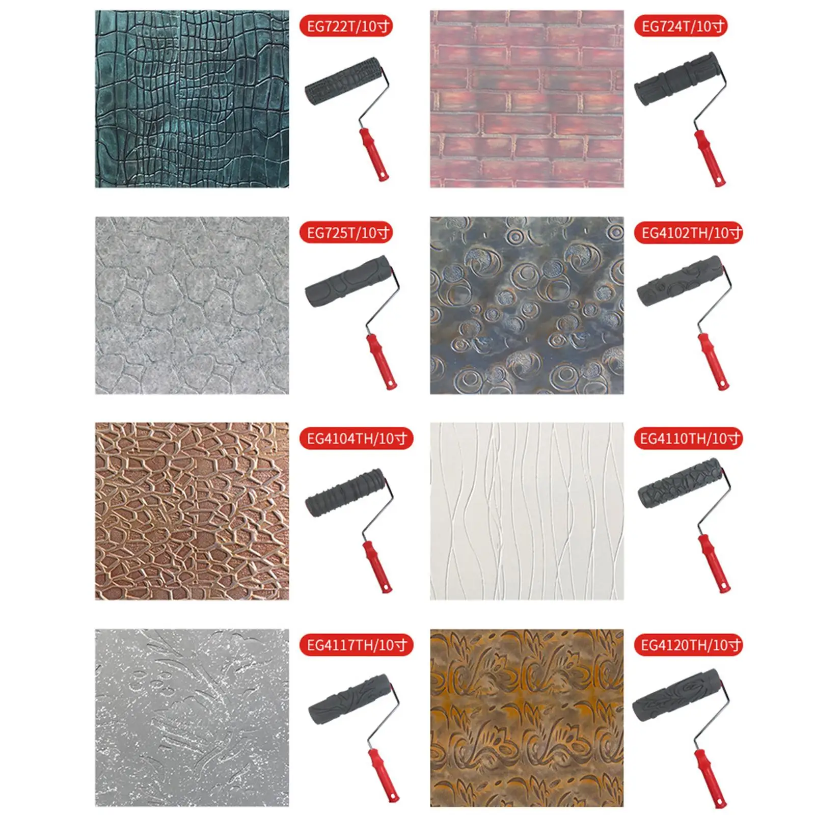 10'' Pattern Paint Roller Embossing Texture Roller Supplies Portable Comfortable Handle Crafts Multipurpose for Cabinet Doors