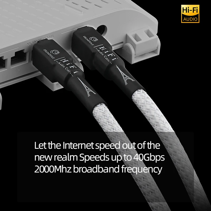 하이엔드 CAT 8 순은 네트워크 케이블 HiFi 오디오 이더넷 케이블 고속 40Gbps 2000MHz RJ45 네트워크 라인 (라우터/노트북용)