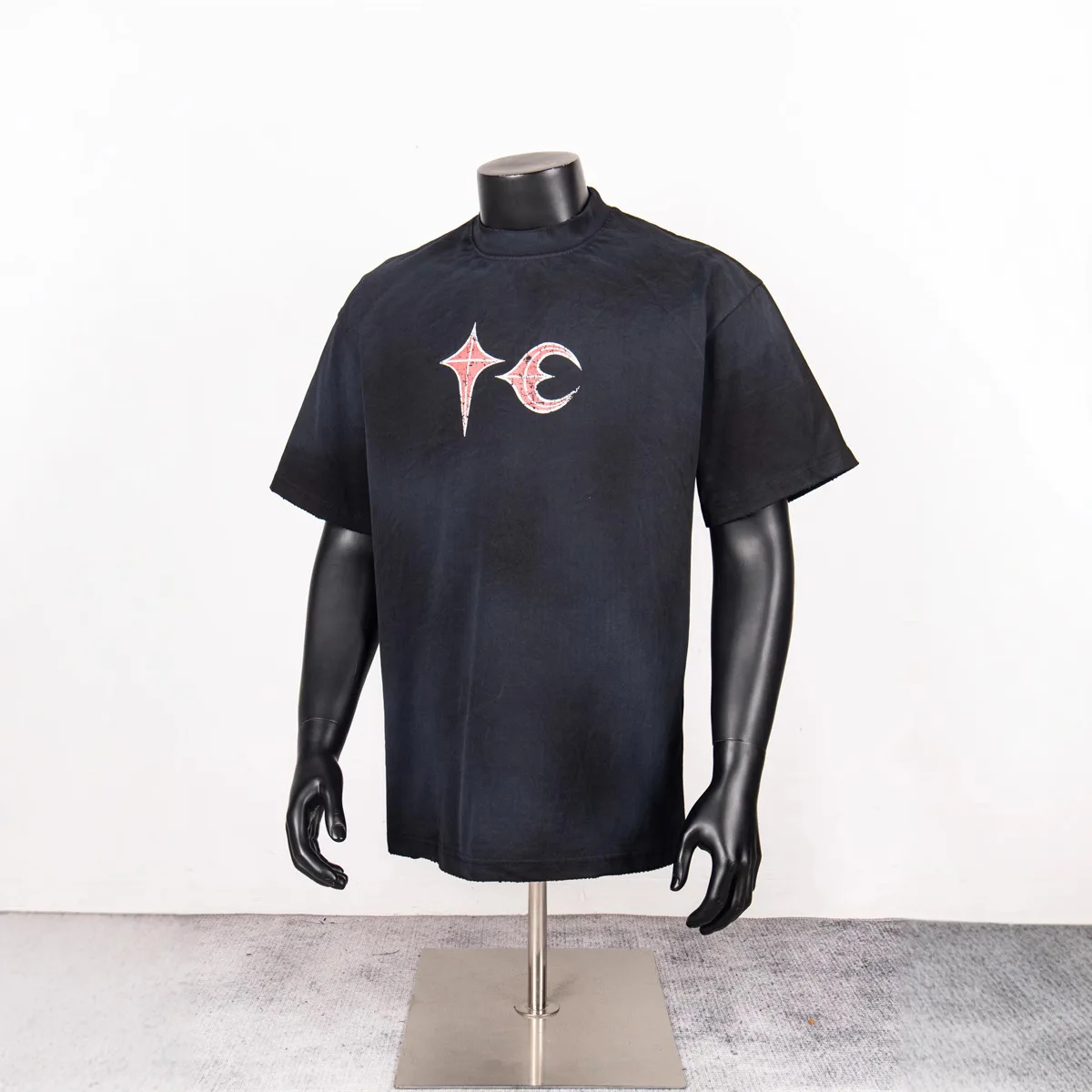 Thug Club Street Hip-Hop Style Stained and Washed Process Embroidery Loose Men's and Women's T-Shirts Trend