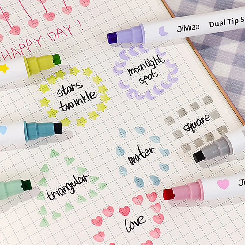 Quick Dry Seal Double-Ended Marcador Highlighter, Caneta Aquarela, Diário do Estudante, Scrapbook, Pintura, Nota, DIY, Papelaria Fazendo, 1 Pc, 6Pcs