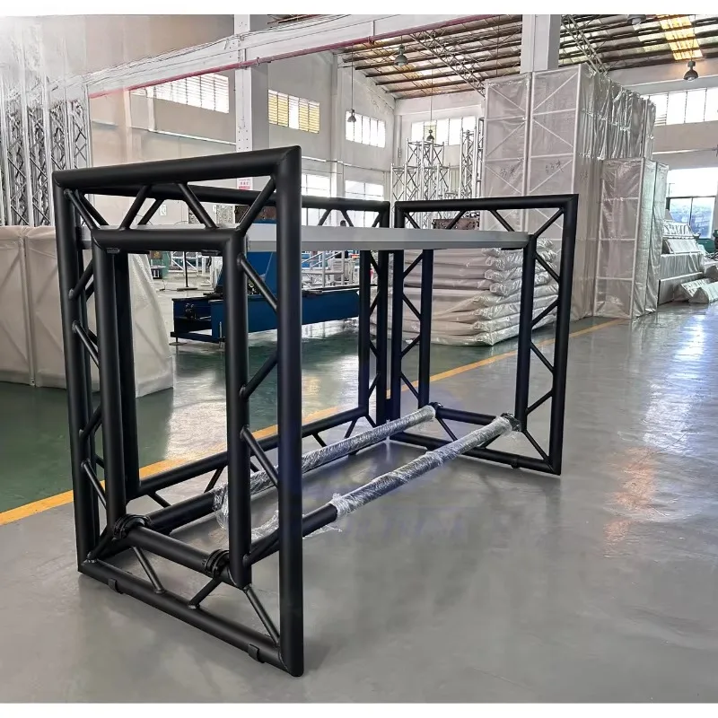 2026-High Quality Collapsible and Height-Adjustable Aluminum DJ Booth Stage Assemble Headliner Mobile DJ Table for Nightclubs
