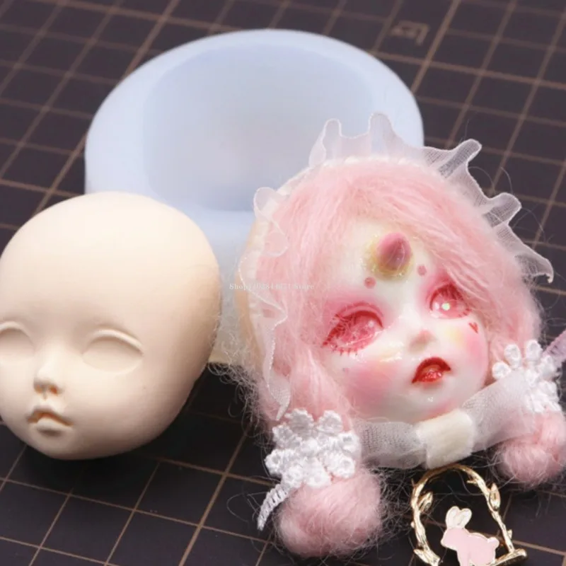 Polymer Clay Silicone Doll Head Mold DIY Ultra Light Clay Doll Face Modeling Sculpture Hand Handicraft Brooch Decoration Tools