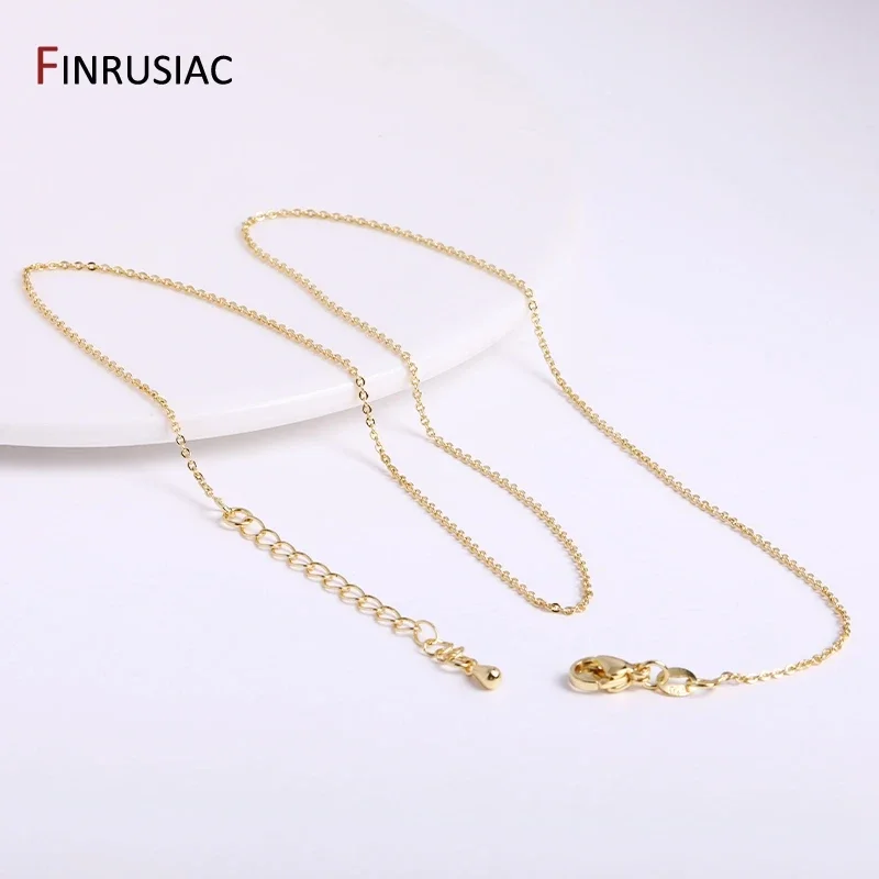 High Quality Chains 18K Gold Plated Brass Metal 45cm Chains Necklace 1.2mm/1.6mm Necklace Chains For Jewelry Making Findings