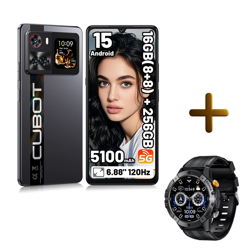 Cubot X100 16GB(8+8) RAM+256GB ROM 64MP Camera 5100mAh Android 15 Afmetingen 7025 5G Smartphone 6.88" 120Hz 33W NFC Mobiele telefoon