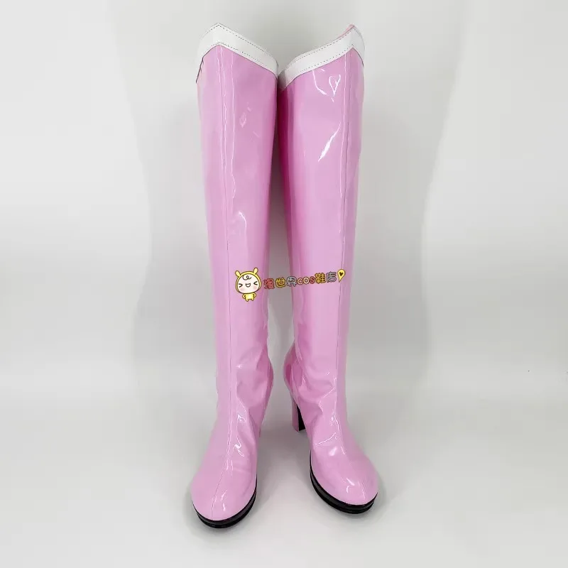 Bottes de Costume en Cuir Faites à la Main, Chaussures Mignonnes Roses d'Anime Japonais Chibiusa Cosplay