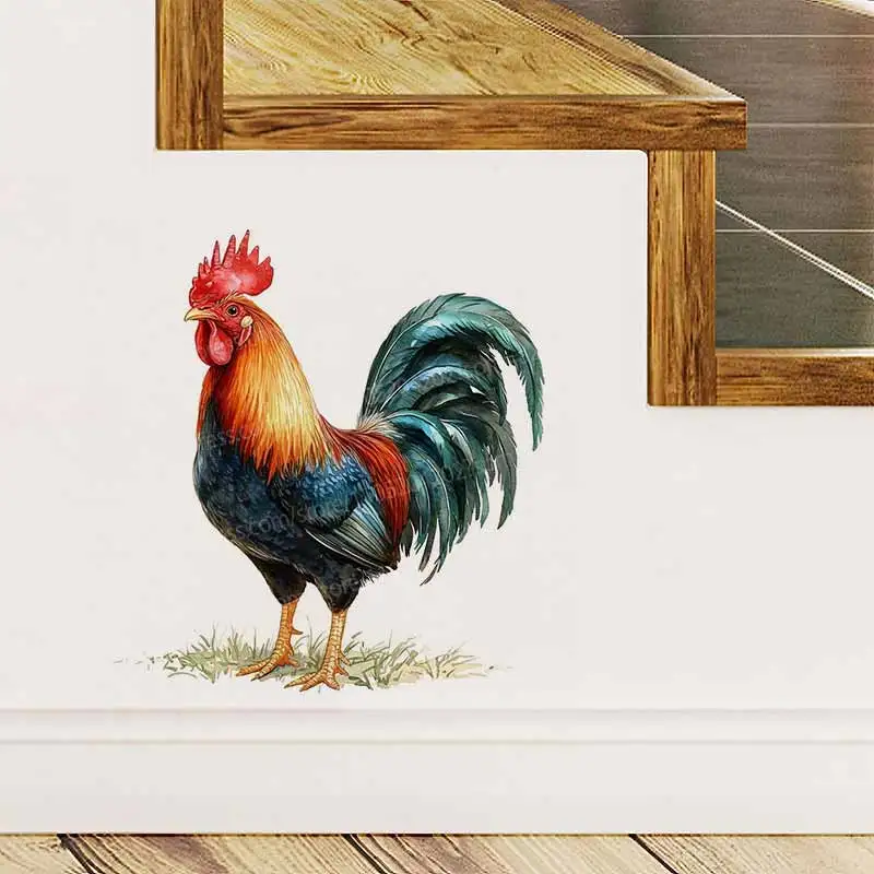 Blumen-Huhn Decal Nutztier-Kunst-Wand-Aufkleber Self-Adhesive Home Textiles for Window Fridge WC Seat Sticker Decor AA455