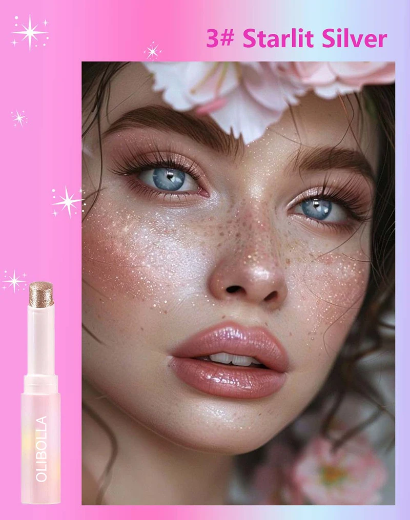 Evidenziatore in gelatina Stick perlescente monocromatico luccicante Glitter Evidenzia ombretto Stick Lucido viso Illumina il trucco