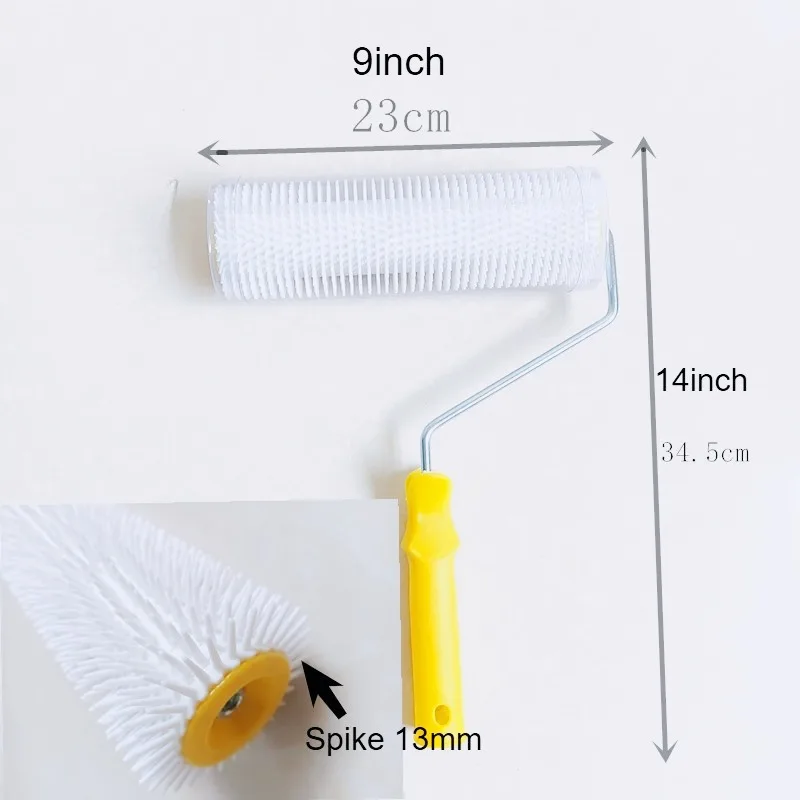 Latex Screed 6/9 Ich Spiked Roller Self Leveling Spiked Roller for Epoxy Floor, Thread in Handle, Bubble Remove Hand Tool