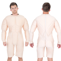 Padded Muscle Suit For Cosplay Beige Jumpsuit Halloween Dress Up Mne Body Builder Superhero Muscle Costume