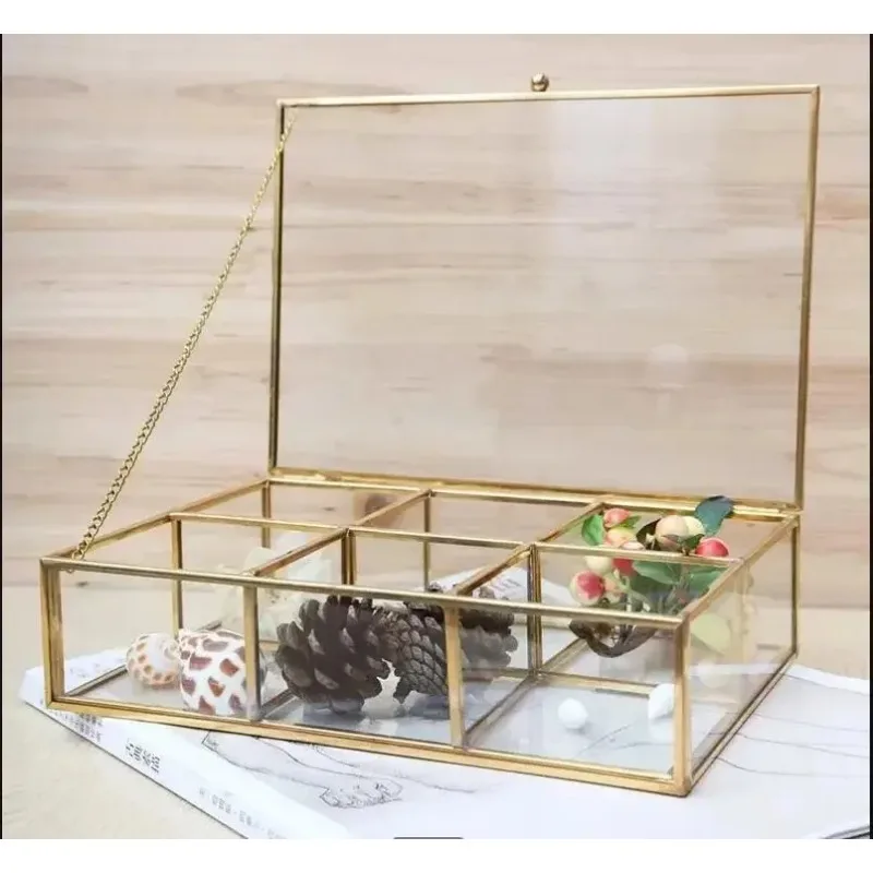 

Прозрачная стеклянная шкатулка для драгоценностей, прямоугольные коробки для хранения ювелирных изделий, витрина, многосеточный органайзер для ювелирных изделий, косметические коробки, лоток