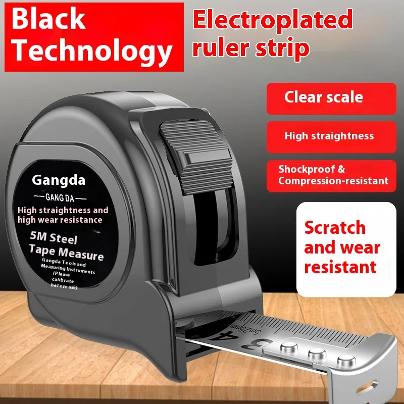 

5M Thickened Hardened Steel Tape Measure Waterproof Wear-Resistant Scratch-Resistant with Anti-Fall Ring Pull-Out Tape Measure