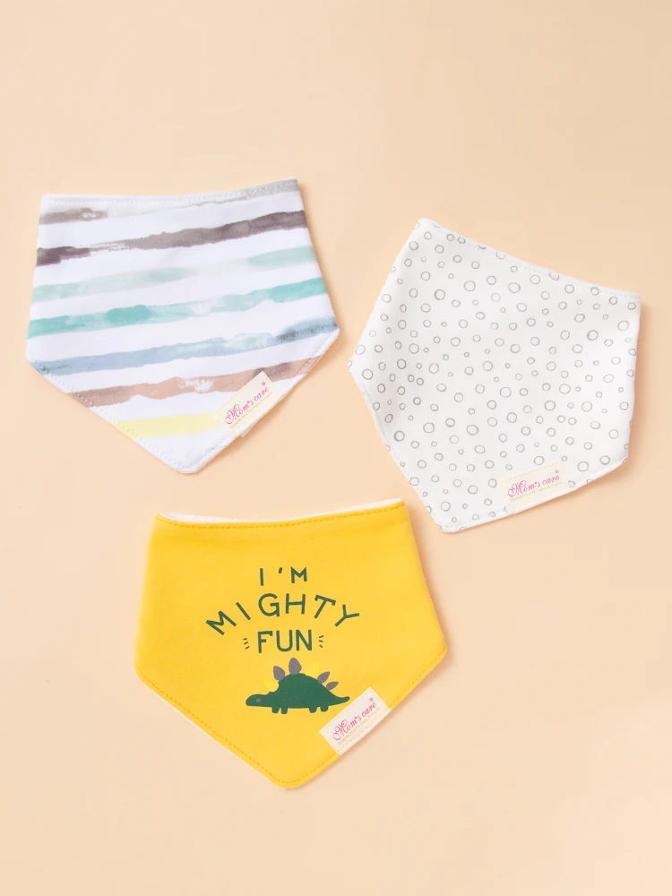 3Pcs Baby Feeding Bib Made of Cotton Mouth Water Towel Double-layer Soft Comfortable Adjustable Size Sccessories 0-3 Y