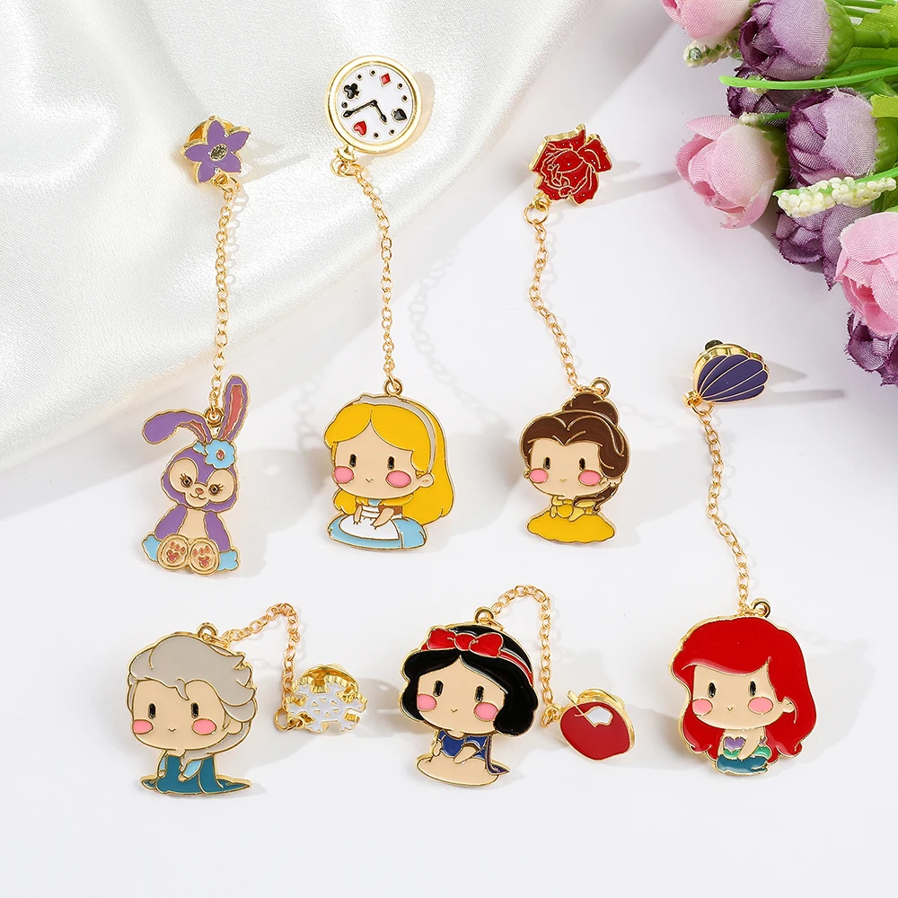 Disney Princess Enamel Pins Alice in Wonderland Lapel Pins for Backpacks Cute Enamel Badges Brooches Jewelry Accessories Gifts