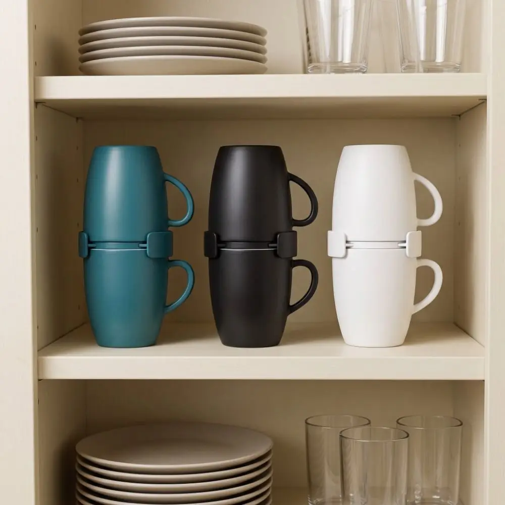 6Pcs Minimalist Adjustable Cup Holder Expandable Stackable Cup Organizer Retractable Space Saving Mug Stacker Tea Cups