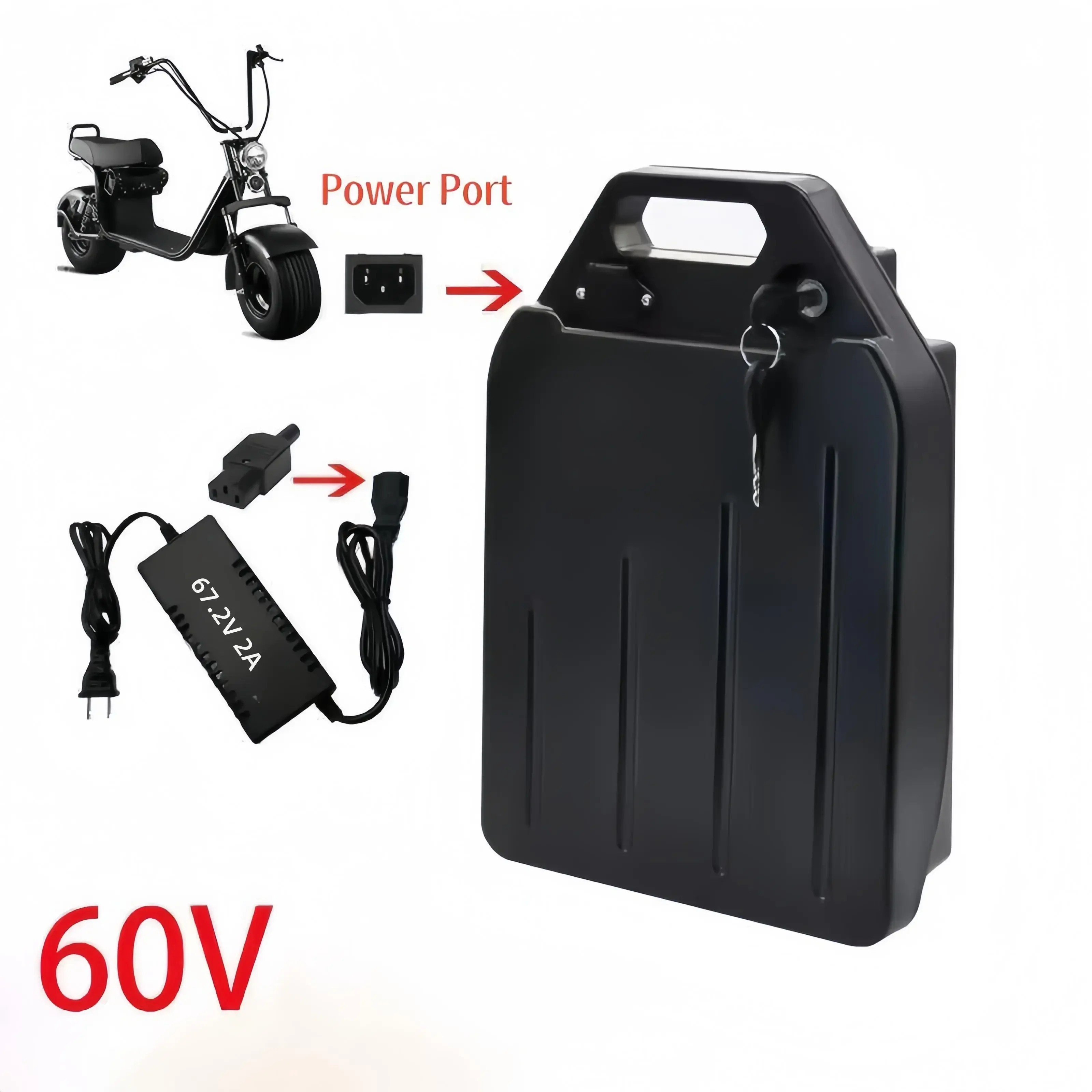 60V50Ah 18650 Battery of Harley  Lithium battery  2000W  High power battery pack Lithium  Waterproof  rechargeable battery