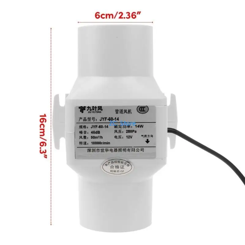 KXRC 60mm Ventilador exaustão com regulação velocidade para ventilação banheiro doméstico