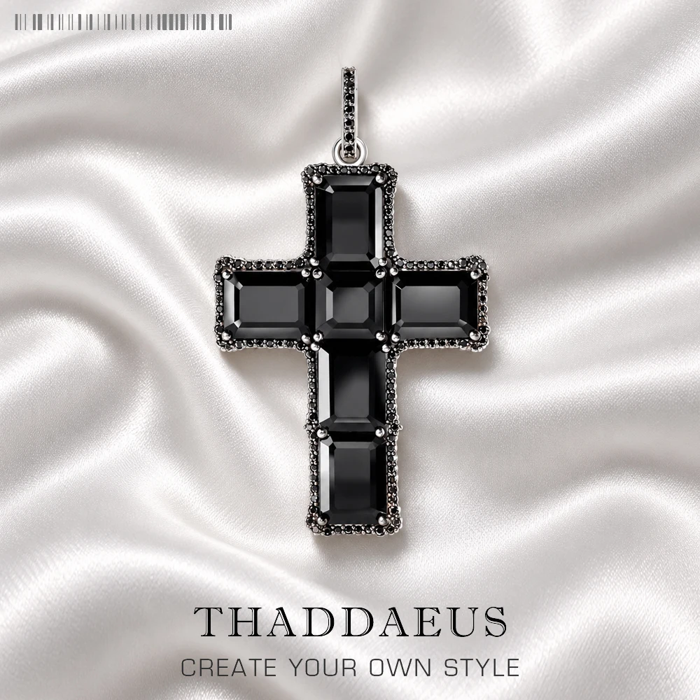 Pendant Blackened Cross with Black Zirconia Brand New Fine Faith Jewelry Solid 925 Sterling Silver Vintage Gift For Woman & Men