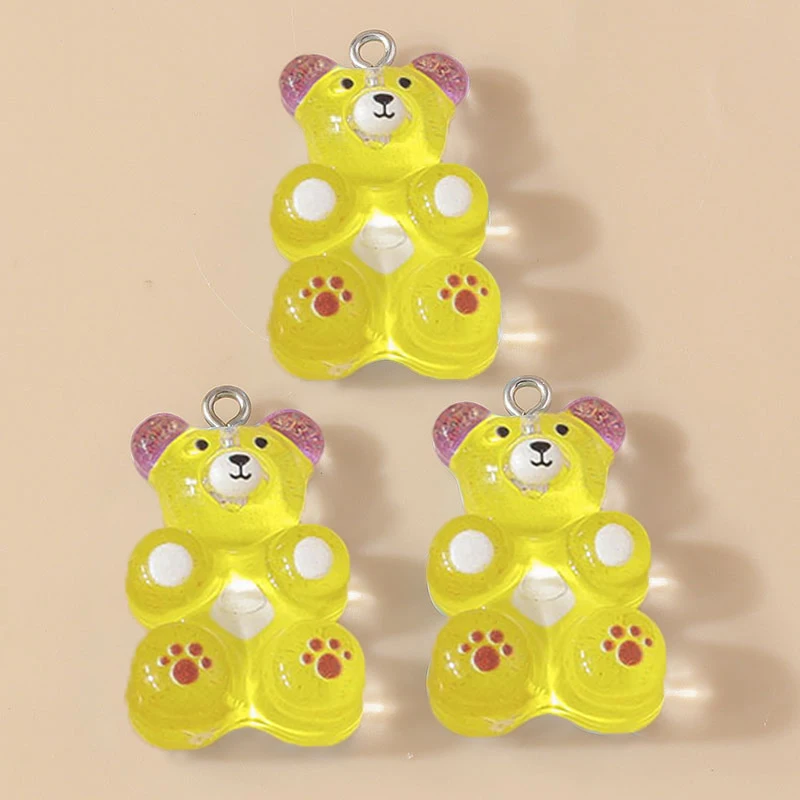 10 Stück 18x30mm Cartoon Harz Gummibärchen Anhänger für Schmuckherstellung, Ohrhänger, Halsketten, Armbänder, DIY Bastelbedarf – Detail 7