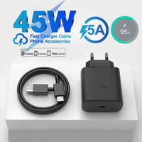 45W 5A Super Fast Charger For Samsung S21 S22 FE S23 S24 Plus S25 Ultra A34 A53 A54 A71 A73 Type-C to USB-C Rapid Charging Cable