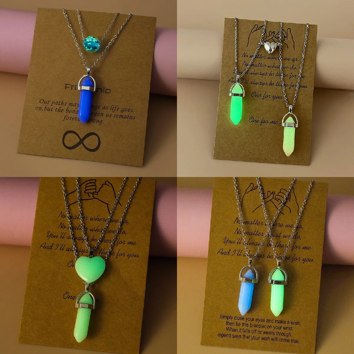 Simple New Luminous Pendant Hip-hop Versatile Couple Necklace Astronaut Love Magnet Jewelry Gift Wholesale