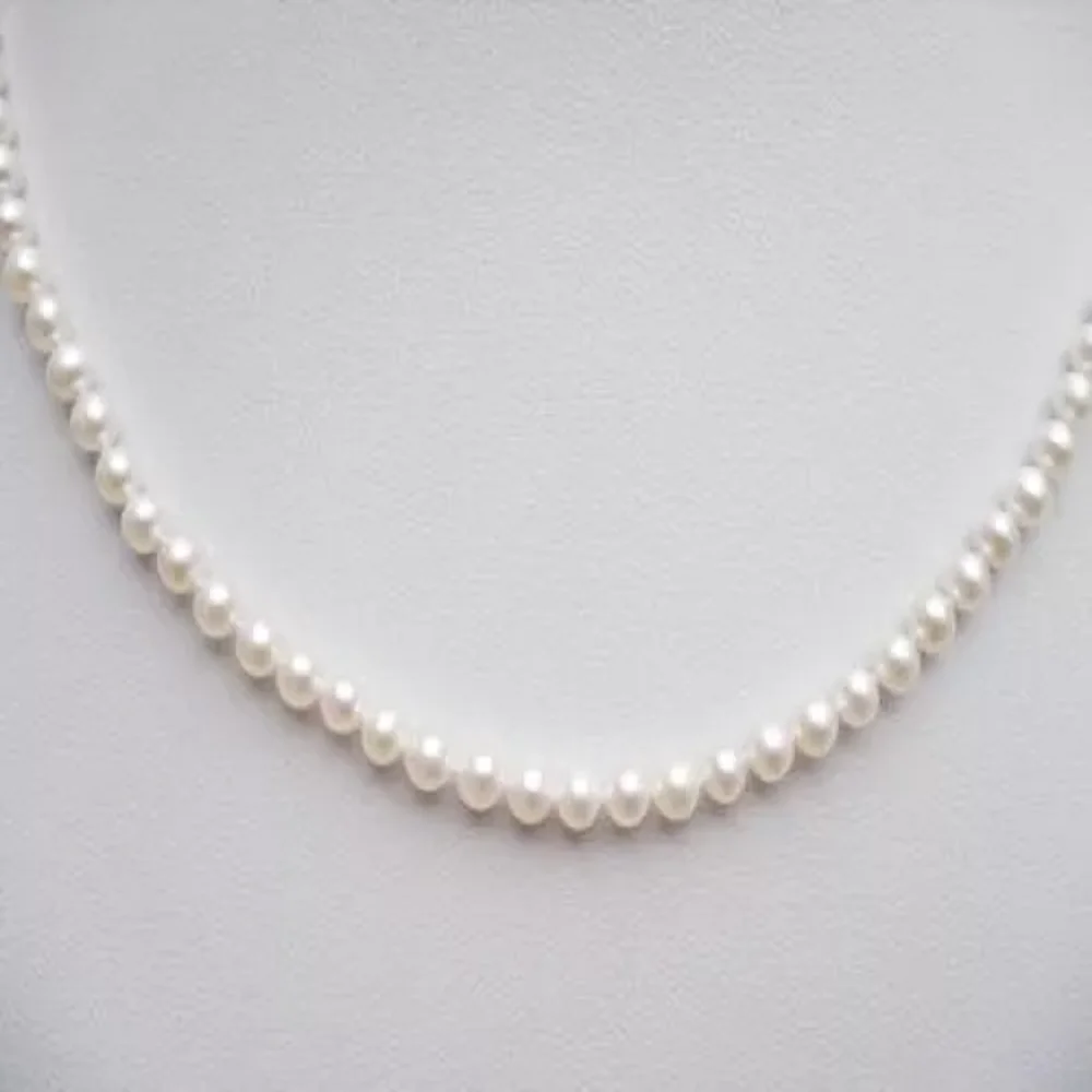 Verbazingwekkende parel AAA+4-5mm natuurlijke Japanse ronde parel witte parelketting, 14k goud 16/36 inch