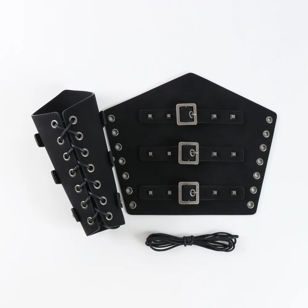 2개 중세 코스프레 PU 가죽 갑옷 팔 보호대 레이스업 남성 해적 기사 건틀렛 손목 보호대 스팀펑크 액세서리