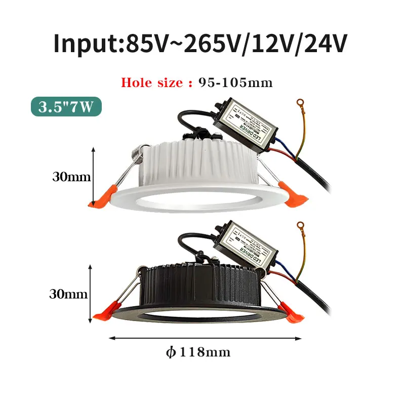 Luz LED impermeable, iluminación de alto brillo, IP65, cc 12V, 3W, 5W, 12W