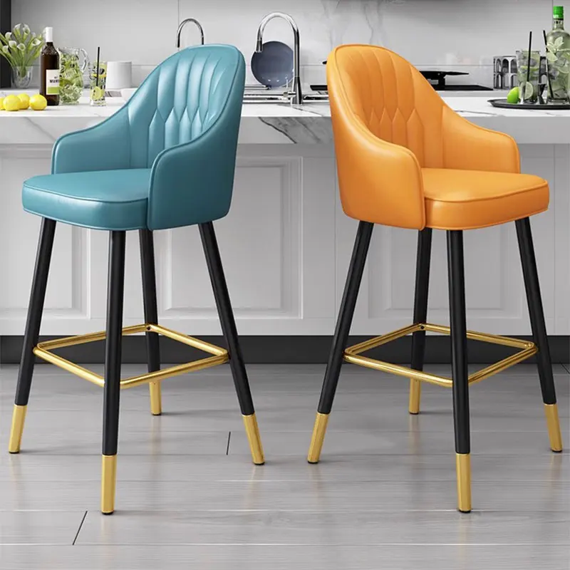 Nordic Luxury Modern Chairs High Bedroom Kitchen Single Chairs Living Room Orange Blue Taburete Cocina Alto Bar Furniture