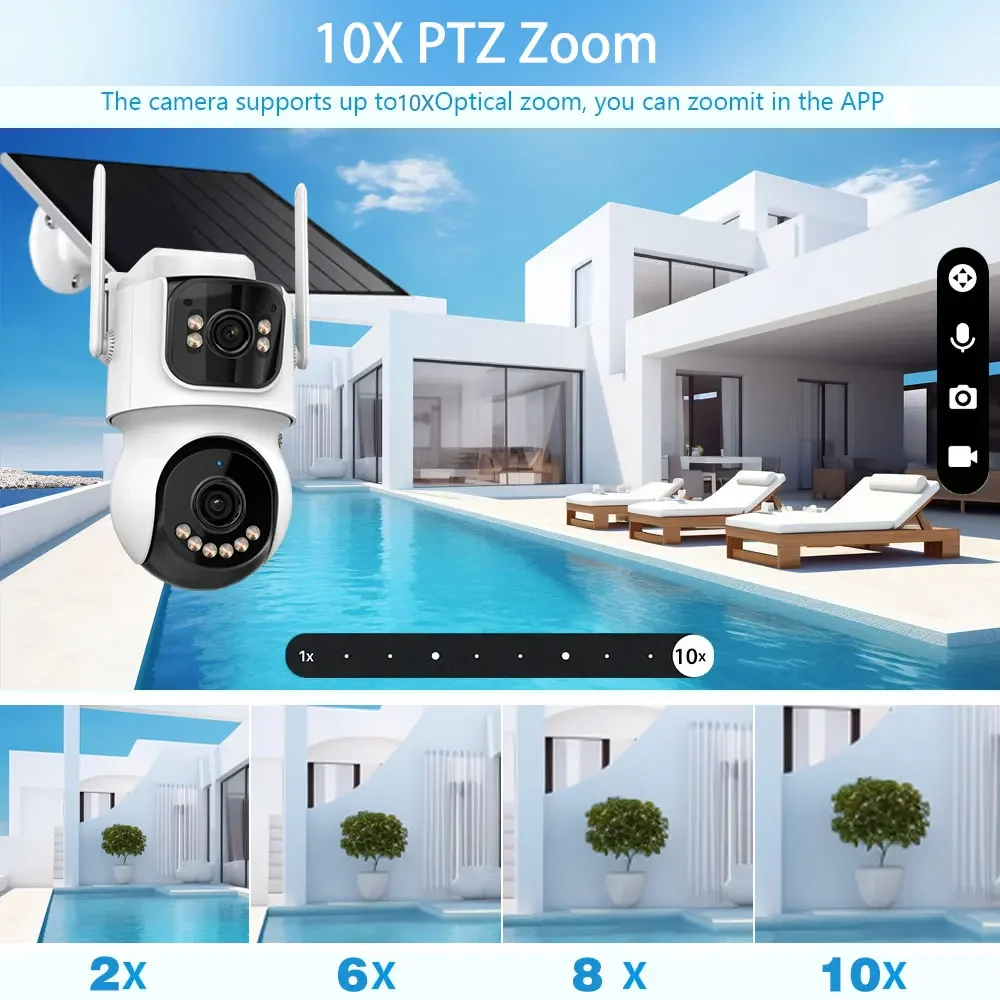 ICsee في الهواء الطلق AOV 24/7 تسجيل 10MP عدسة مزدوجة 10X التكبير كاميرا تعمل بالطاقة الشمسية المدمج في بطارية كاميرا متحركة WiFi/4G كاميرا تعمل بالطاقة الشمسية الأمن #4