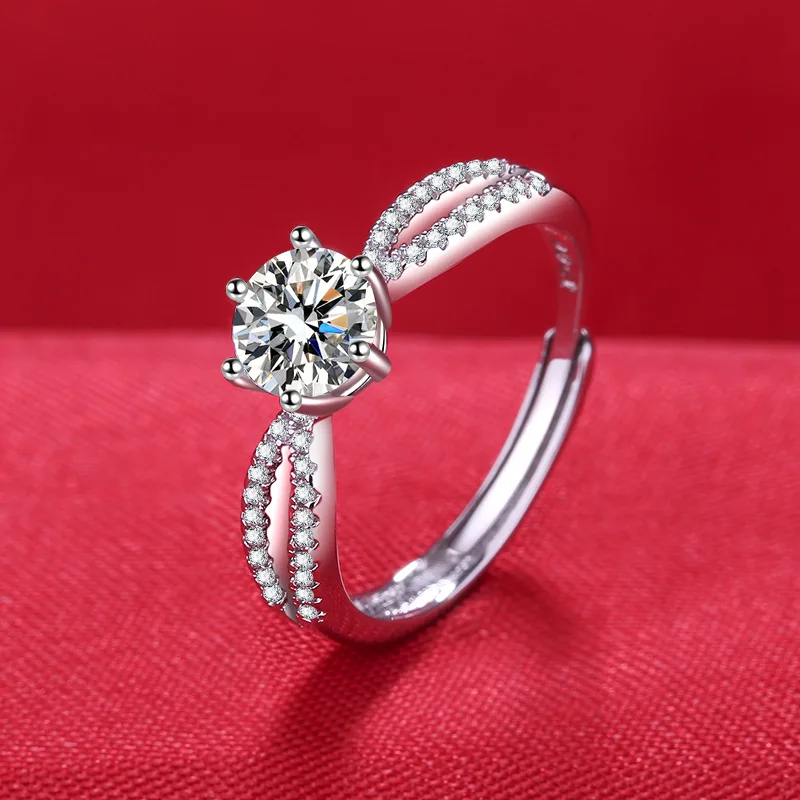 Neuer 1 Karat Moissanit 925 Sterling Silber Ring für Frauen Hochzeit Schmuck Verlobung Charm Party Mode Geschenk Top Qualität Ring