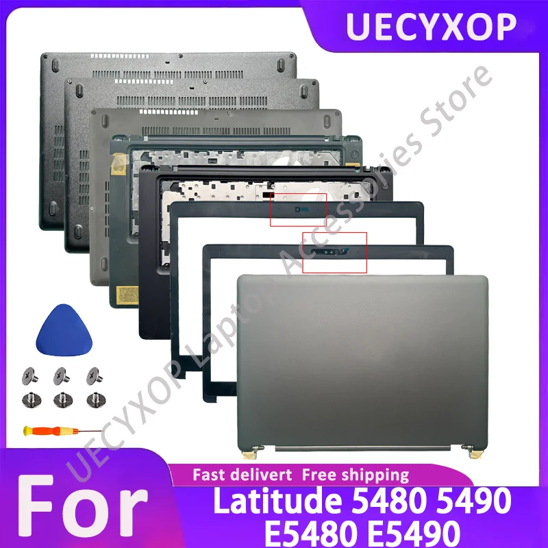 

Replacement Laptop Housing for Latitude 5480 5490 E5480 E5490, Includes Bottom Base Cover, LCD Back Cover, Front Bezel,Palmrest