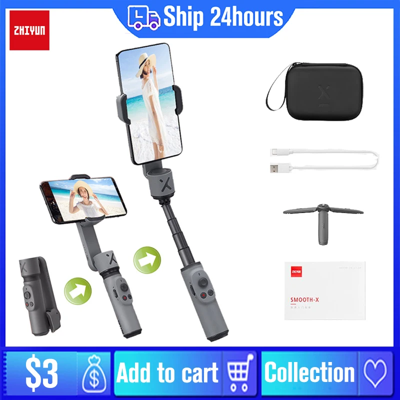 

(USED) Zhiyun Smooth X 2-Axis Handheld Gimbal Stabilizer for iPhone 11/11 12 Pro 8 7 Plus Samsung Galaxy S8+ S8 Huawei Xiaomi