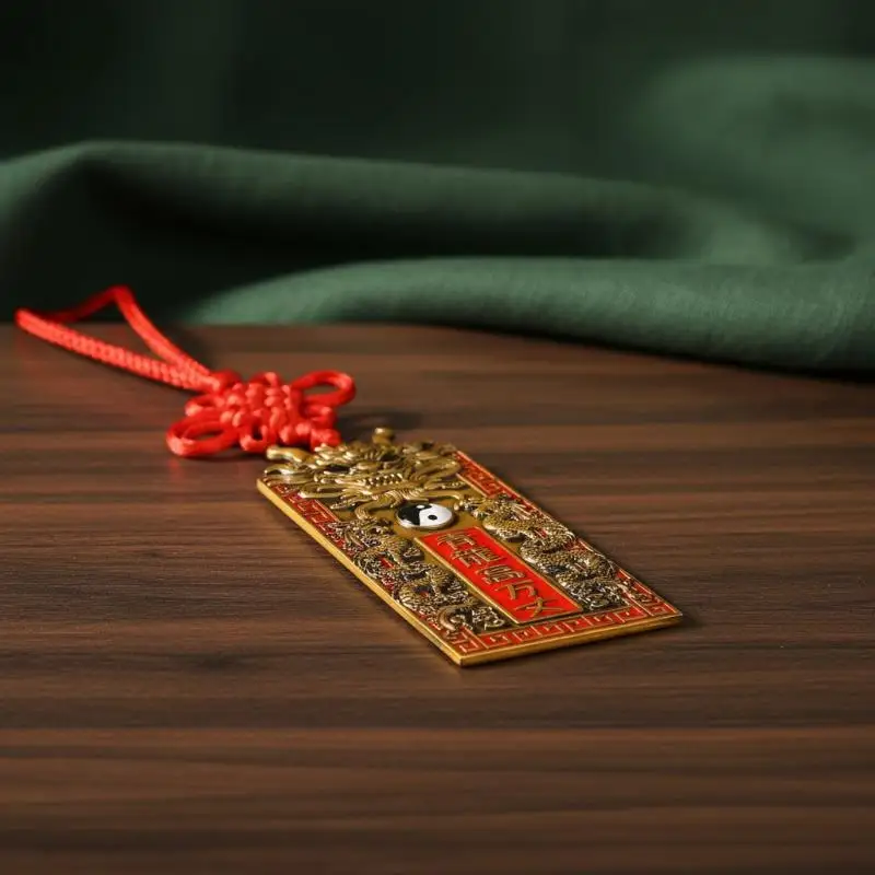 Eight Trigrams Qilin Treasure Pendant Scratch Resistant Metal Craft with Green Dragon Design Lucky  for Daily Wear Home Display