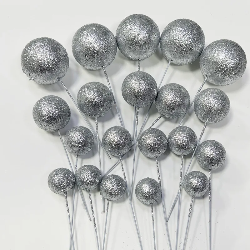 Glitzer kugeln Kuchen deckel bunte Schaum kugel Cupcake Topper Gold rot grün Kuchen Topper Bälle für Geburtstag Weihnachten Kuchen Dekorationen – Detail 24