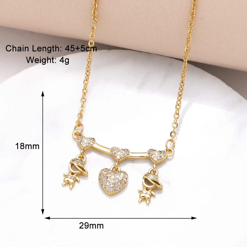 FLOLA Small Crystal Boy and Girl Necklaces for Women Gold Plated Figure Necklace Couple Jewelry nkea069