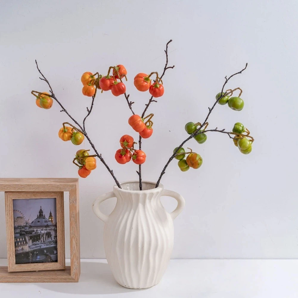 Realistic Artificial Pumpkin Branches Handmade Elegant Simulation Pumpkin Foam Flower Arrangement Fake Plants Home Decor - view 2