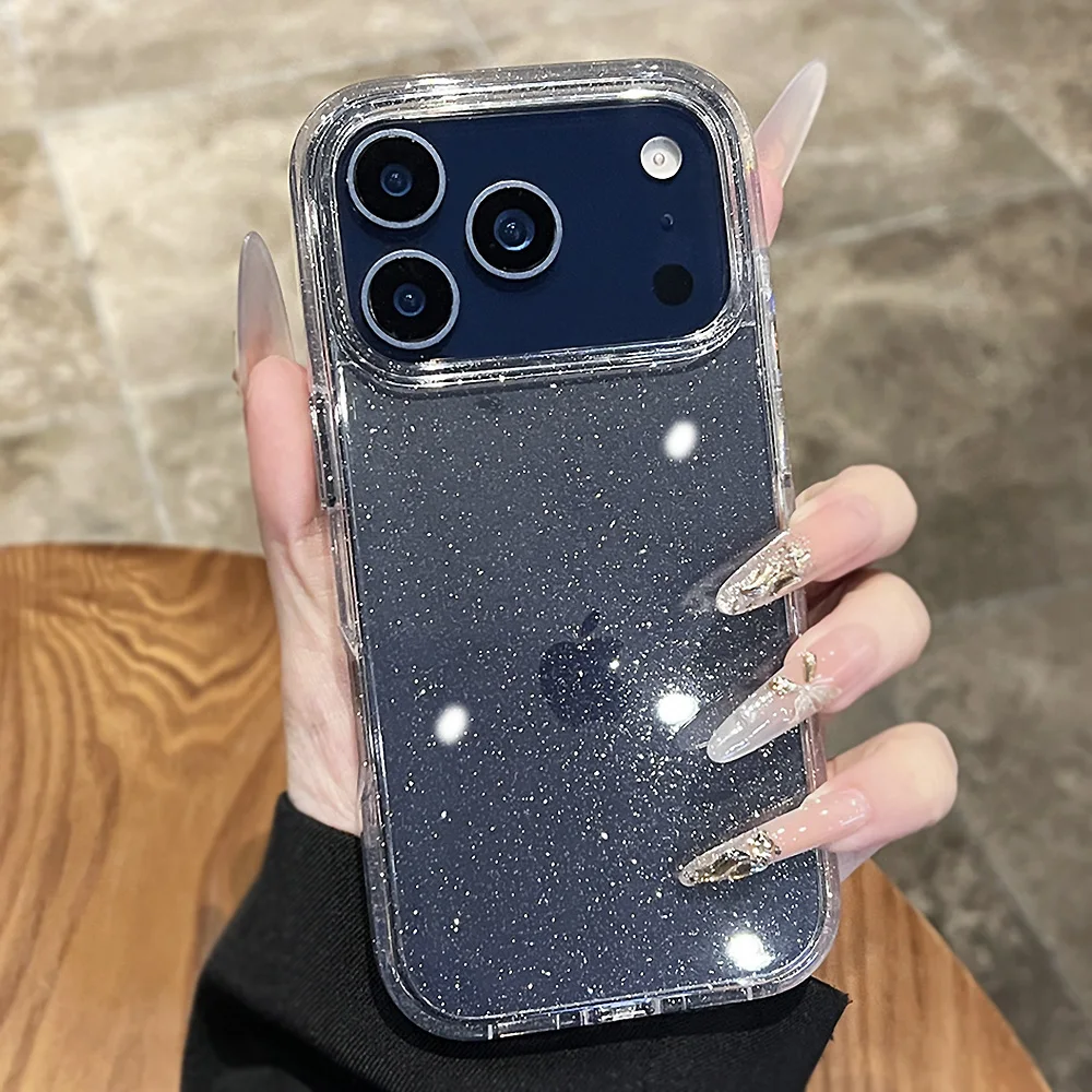 Luxuriöse Glitzer-Handyhülle für iPhone 18 17 16 15 14 13 12 11 Pro Max Plus Air, weiche Silikon-Transparent-Bumper-Hülle – Detail 9