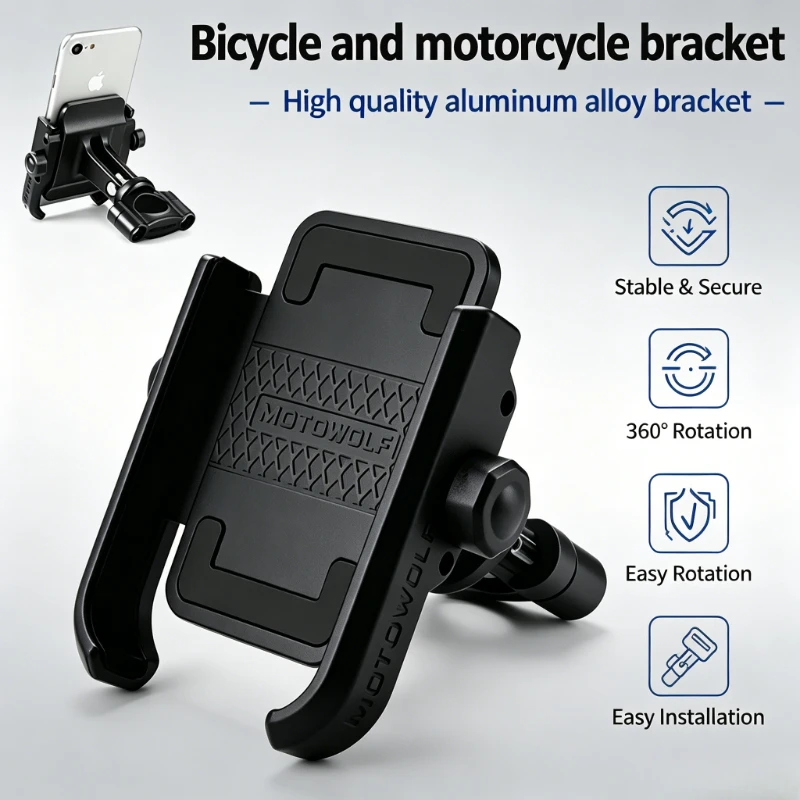 

Bike Motorcycle Phone Holder 360° Rotation Stand Charger For iPhone 17 16 15 Samsung S26 S25 S24 Xiaomi Easy Install Daily Use