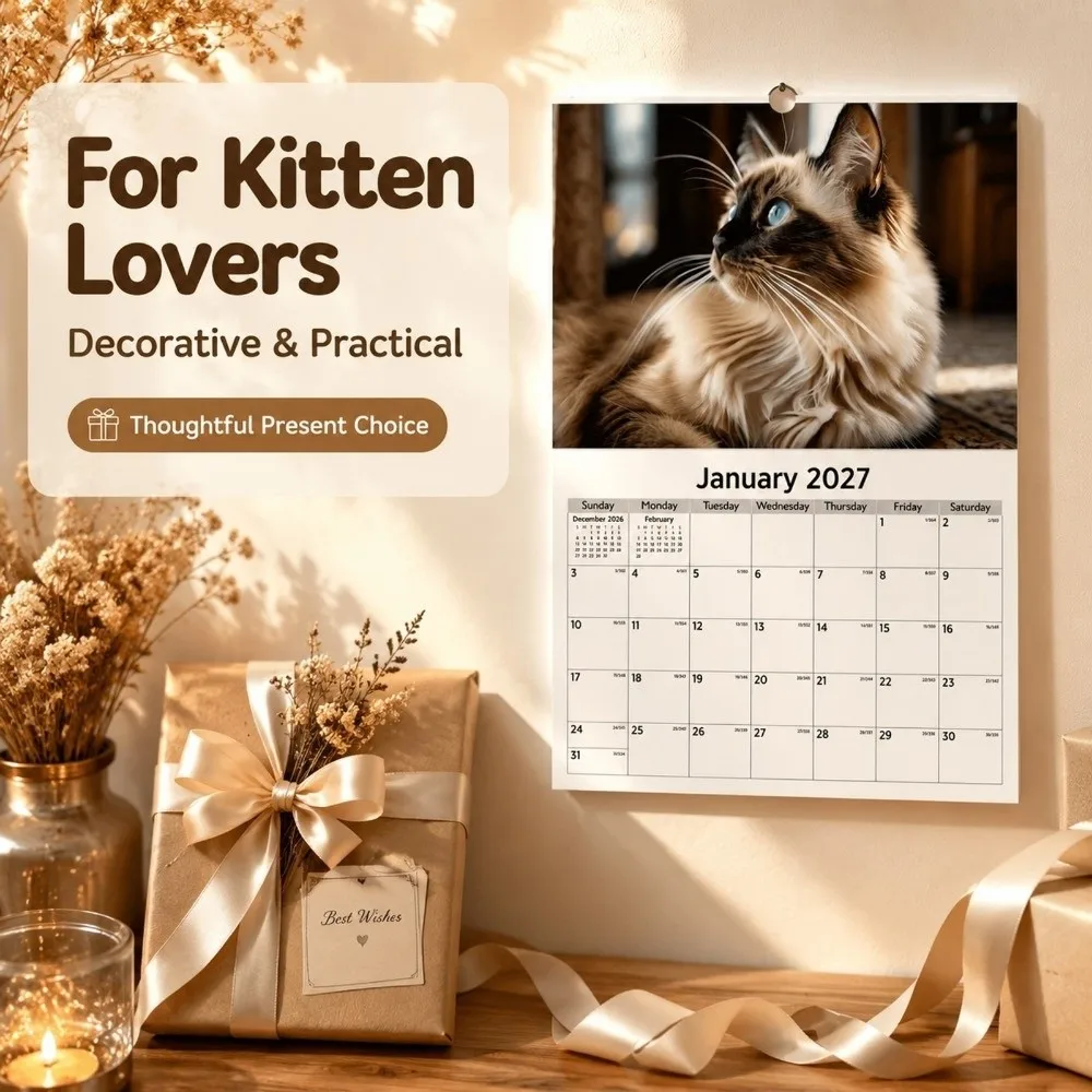 Portable 2027 English Wall Calendar 12-Month Monthly Planner Monthly Planner Calendar Thick Paper To Do List Hanging Calendar