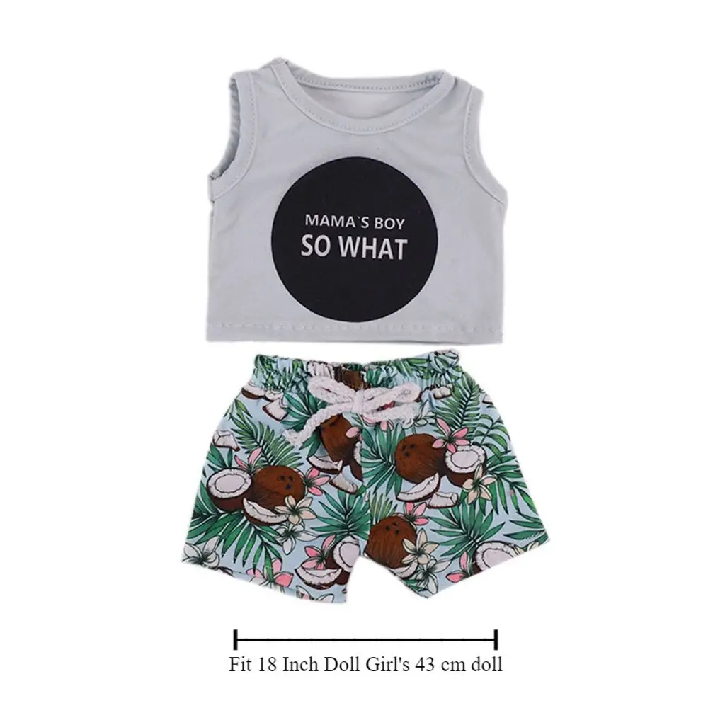 อุปกรณ์เสริมตุ๊กตาฤดูร้อนชุดตุ๊กตาเด็กผ้าแขนสั้นเด็กน้อย 18 นิ้วตุ๊กตาผ้า 43 ซม.สบายๆเด็กชายและเด็กหญิง