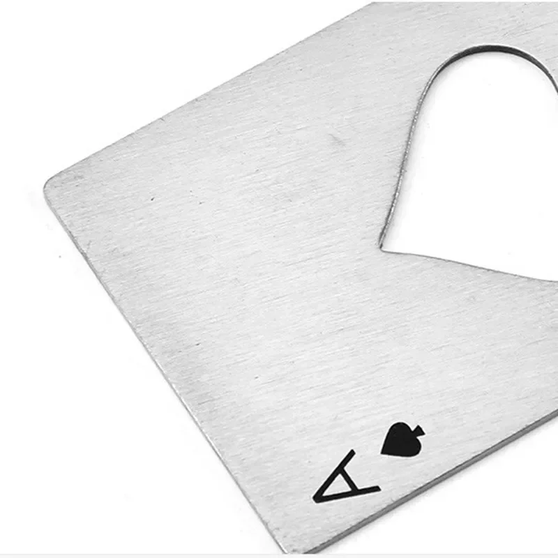 

HXY Creative Stainless Steel Bottle Opener Flat Modern Design in Poker Card Shape Sublimation Thick Ace Spades Credit Card Type