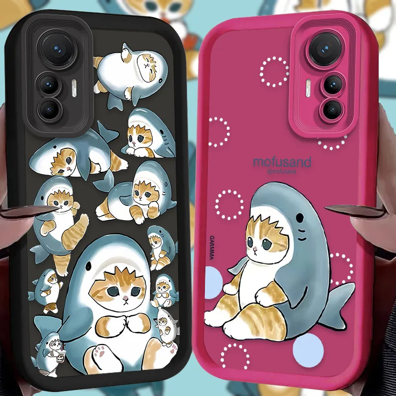 Funny Cartoon Mofusand Cat Matte Case for Xiaomi 14T 13T 12T 11T 13 12 11 Lite 5G NE POCO X6 X5 F6 F5 F3 X4 GT X3 NFC M6 Pro 4G