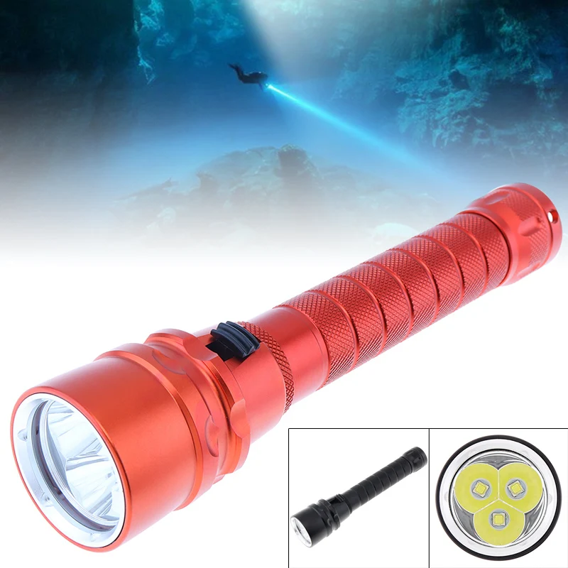 IPX8 Diving Flashlight 7500 Lumens 8W Professional Waterproof Scuba Diving Flashligh LED Portable Dive Torch 200M Underwater