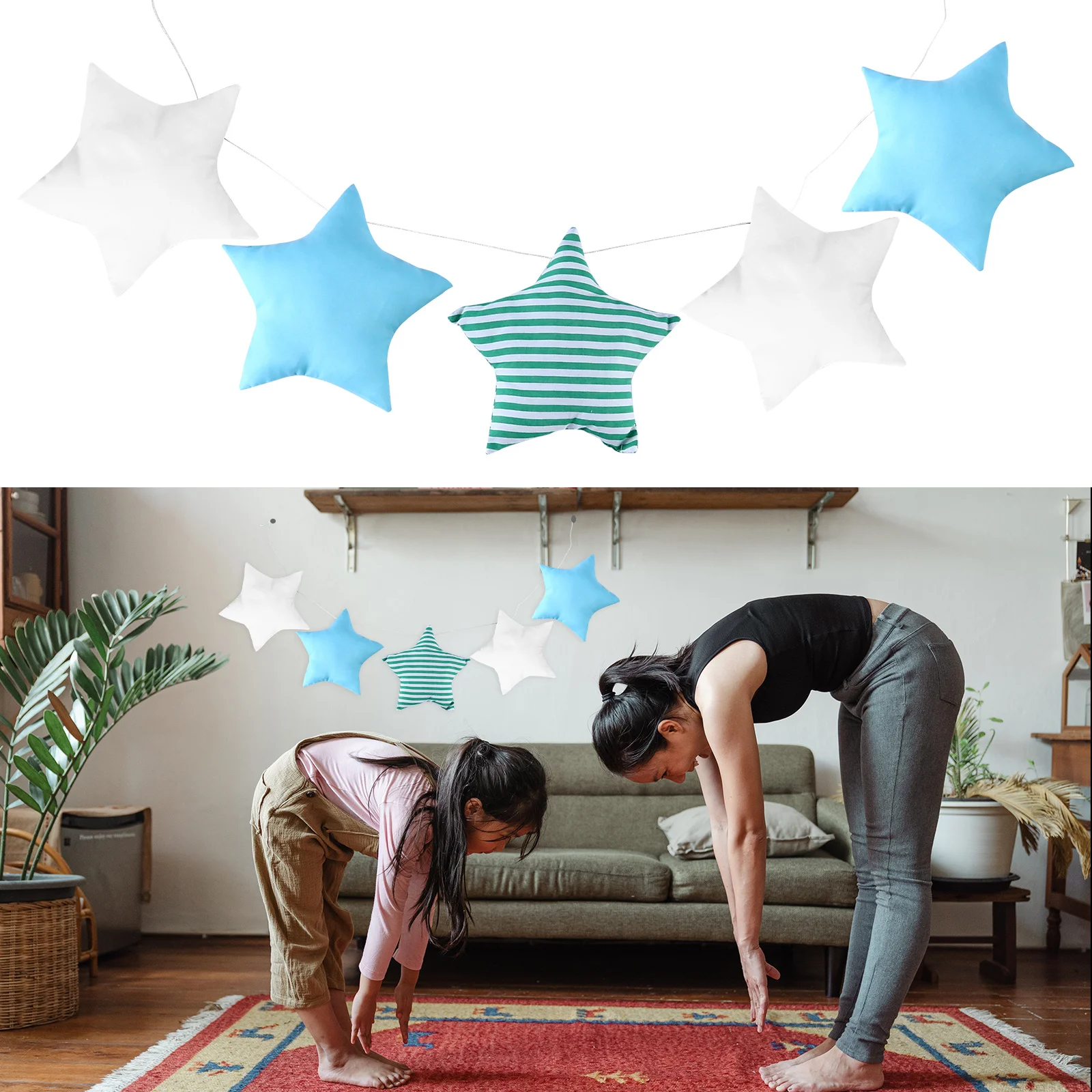 

1 set 1 Set Stars Hanging Pendant Nordic Style Hand-Woven Room Decor Cotton Pendants For Home Festival Party Decoration