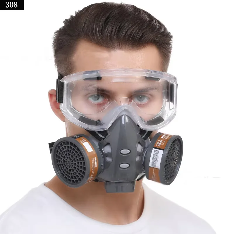 Full Face Gas Mask With Safety Glasses Spray Paint Chemical Pesticide Decoration Formaldehyde Anti-Dust With Filter Respirator